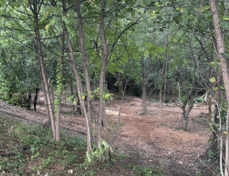 Frontier Earth Works at dusk